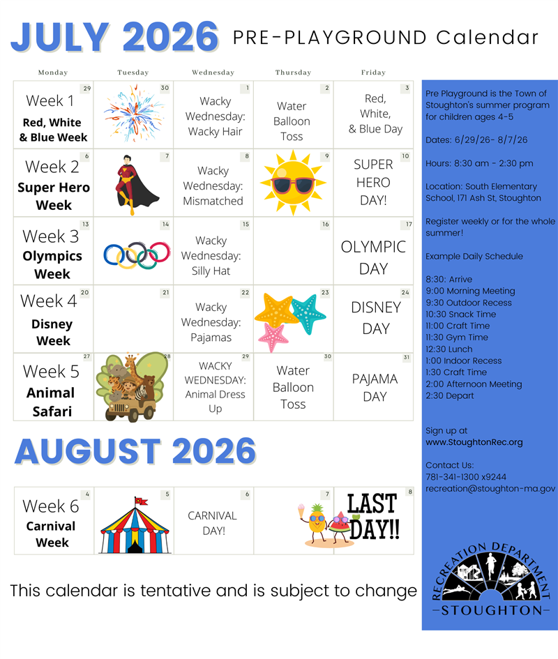 Pre Playground Calendar